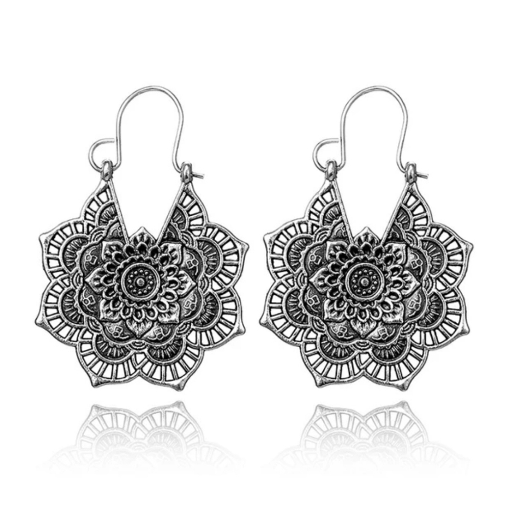 Boho Mandala Earrings (silver)